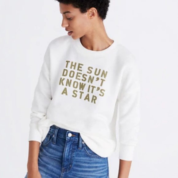 Madewell Tops - Madewell Sun Doesn't Know It's A Star White sweatshirt Size XS